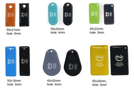 Waterproof Custom Design Programmable MIFARE Classic EV1 1K/4K NFC RFID Epoxy Keychain for Access Control Key Tag