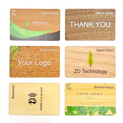 مبيعات مباشرة من المصنع شعار مخصص محفور بطاقة عمل RFID خشبية NFC ISO14443A 13.56MHz خشب فارغ بطاقة هوية فندق NFC مفتاح