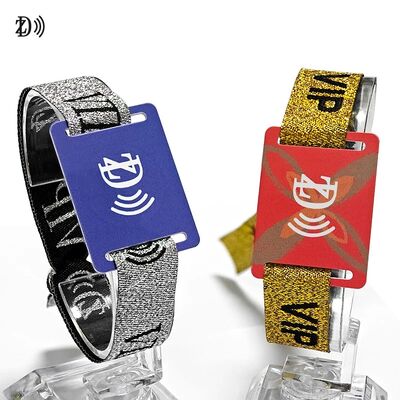 NFC مخصص 13.56MHz معصم القماش القابل للإستخدام مرة واحدة S50 رقاقة RFID سوار لمراقبة الوصول إلى الحفل